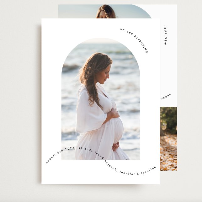 minimal simple arch photo collage baby pregnancy announcement (Creator Uploaded)