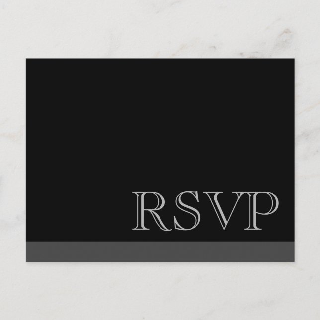 Minimal Simple Basic Black RSVP Invitation Postcard (Front)
