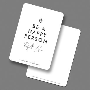 Minimal Simple Be a Happy Person Quote Thank You Card