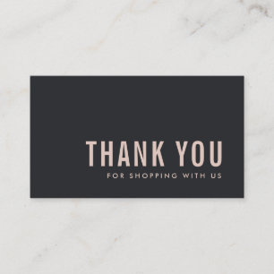 MINIMAL SIMPLE BLACK BLUSH THANK YOU LOGO SHOPPING BUSINESS CARD