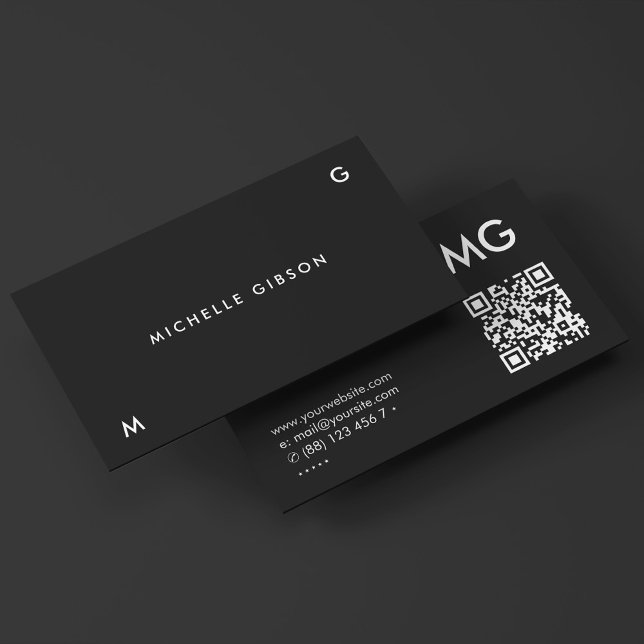 Minimal Simple Black Professional Initials Business Card (Minimal Simple Black Professional Initials Business Card
)