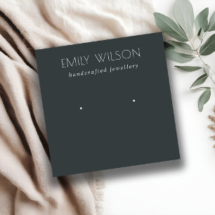 Minimal Simple Black & White Dark Earring Display Square Business Card