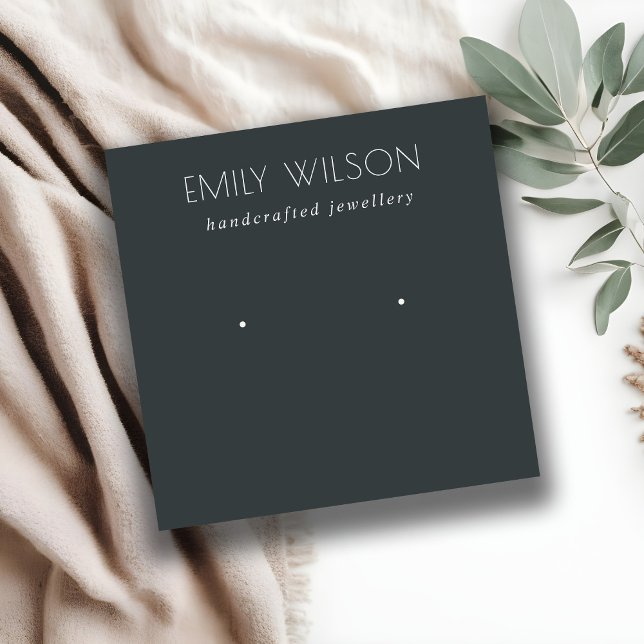 Minimal Simple Black & White Dark Earring Display Square Business Card (Creator Uploaded)