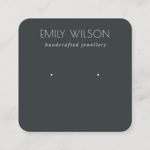 Minimal Simple Black & White Dark Earring Display  Square Business Card