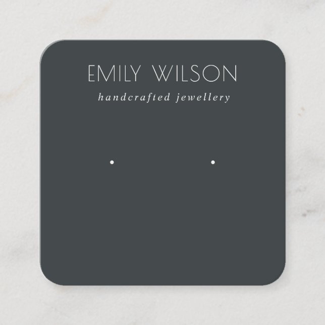 Minimal Simple Black & White Dark Earring Display  Square Business Card (Front)