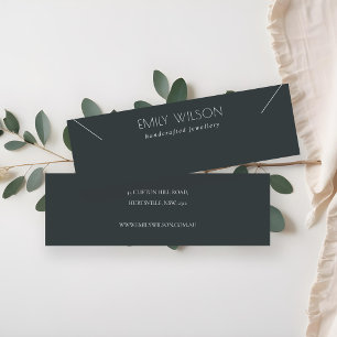 Minimal Simple Black & White Dark Necklace Display Mini Business Card