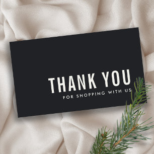 MINIMAL SIMPLE BLACK WHITE THANK YOU LOGO SHOPPING BUSINESS CARD