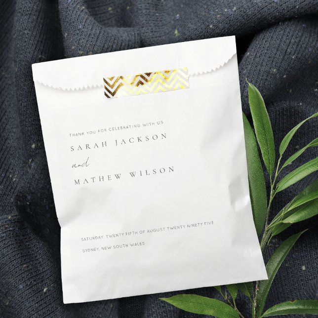 Minimal Simple Black & White Typography Wedding Favour Bag (Creator Uploaded)