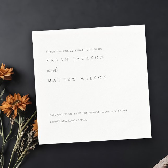 Minimal Simple Black & White Typography Wedding Napkin (Creator Uploaded)