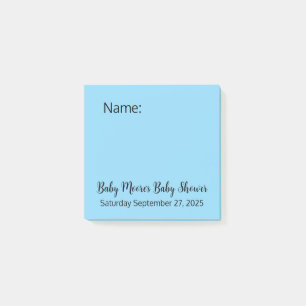 Minimal Simple Blue Fun Due Date Baby Shower Game Post-it Notes