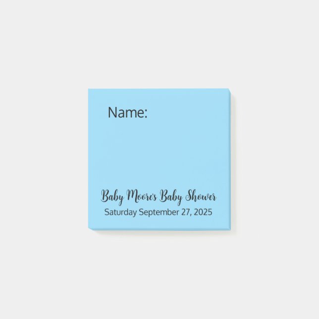 Minimal Simple Blue Fun Due Date Baby Shower Game Post-it Notes (Front)