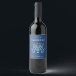 Minimal Simple Blue Menorah Candles Happy Hanukkah Wine Label<br><div class="desc">If you need any further customisation please feel free to message me on yellowfebstudio@gmail.com.</div>