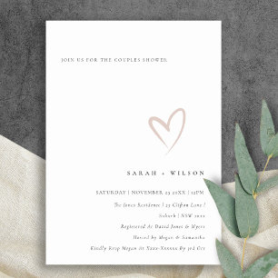 Minimal Simple Blush Heart Couples Shower Invite