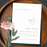 Minimal Simple Blush Pink Heart Wedding Invite<br><div class="desc">If you need any further customisation please feel free to message me on yellowfebstudio@gmail.com.</div>