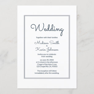 Minimal Simple Cursive Script Wedding Invitation