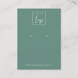 Minimal Simple Dusky Blue Green Earring Display Business Card