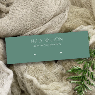 Minimal Simple Dusky Blue Green Earring Display Mini Business Card