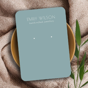 Minimal Simple Dusky Blue Grey Earring Display Business Card