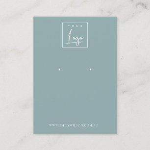 Minimal Simple Dusky Blue Grey Earring Display Business Card