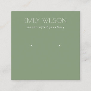 Minimal Simple Dusky Muted Green Earring Display Square Business Card