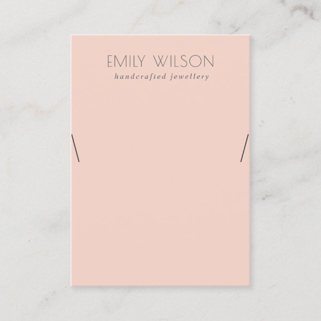 Minimal Simple Dusky Peach Necklace Display Business Card (Front)