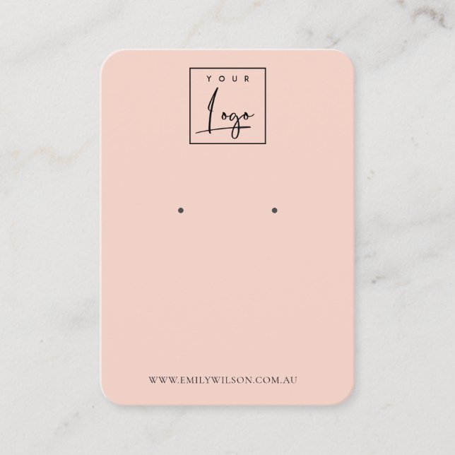 Minimal Simple Dusky Peach Stud Earring Display Business Card (Front)