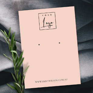 Minimal Simple Dusky Peach Stud Earring Display Business Card