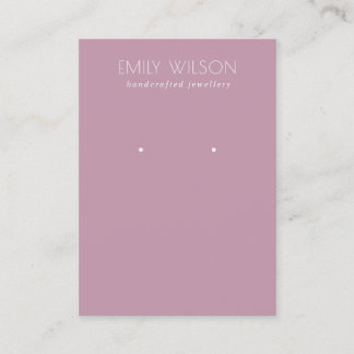 Minimal Simple Dusky Pink Purple Earring Display Business Card