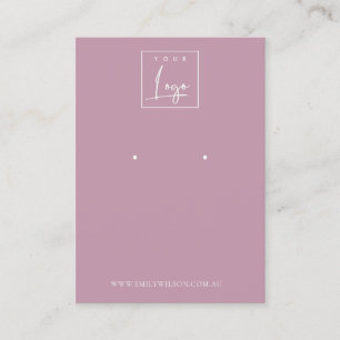 Minimal Simple Dusky Pink Purple Earring Display Business Card