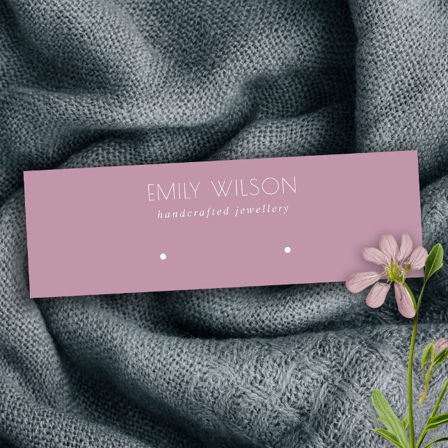 Minimal Simple Dusky Pink Purple Earring Display Mini Business Card (Creator Uploaded)