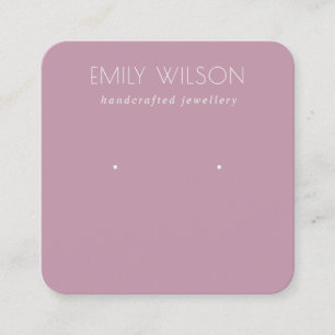 Minimal Simple Dusky Pink Purple Earring Display Square Business Card