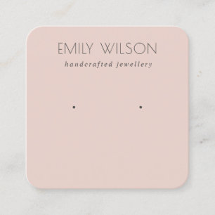 Minimal Simple Dusky Rose Pink Earring Display Square Business Card