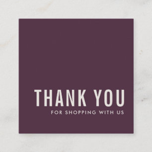 MINIMAL SIMPLE ELEGANT BOLD GRAPE WINE THANK YOU SQUARE BUSINESS CARD