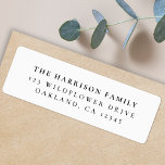 Minimal Simple Elegant Clean White Return Address Return Address Label<br><div class="desc">A stylish minimal return address label with classic typography in black on a clean simple minimalist white background. The text can be easily customised for a personal touch. A simple,  minimalist and contemporary design to stand out from the crowd!</div>
