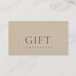 Minimal Simple Elegant Kraft Gift Certificate