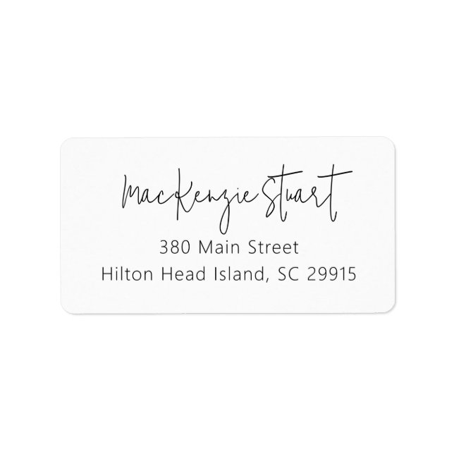 Minimal Simple Elegant Script Address  Label (Front)