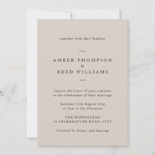 Minimal Simple Elegant Text Only Neutral Wedding  Invitation