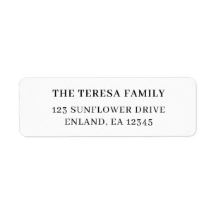 Minimal Simple Elegant White Design Return Address Label