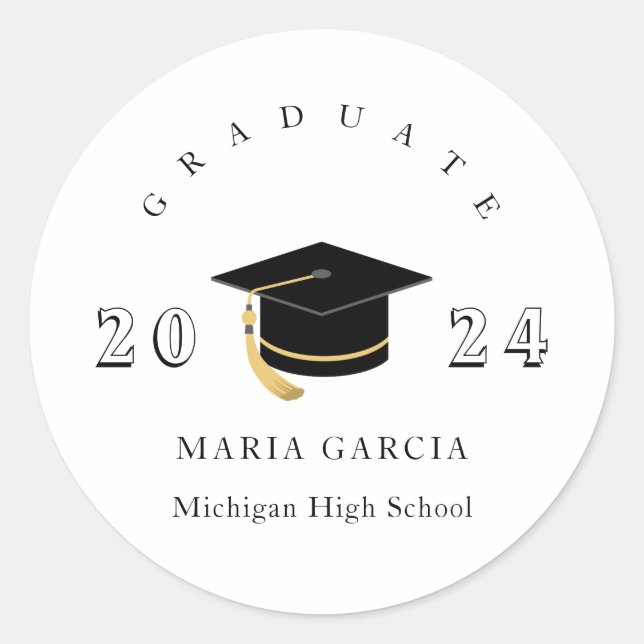 Minimal Simple Graduation Classic Round Sticker (Front)