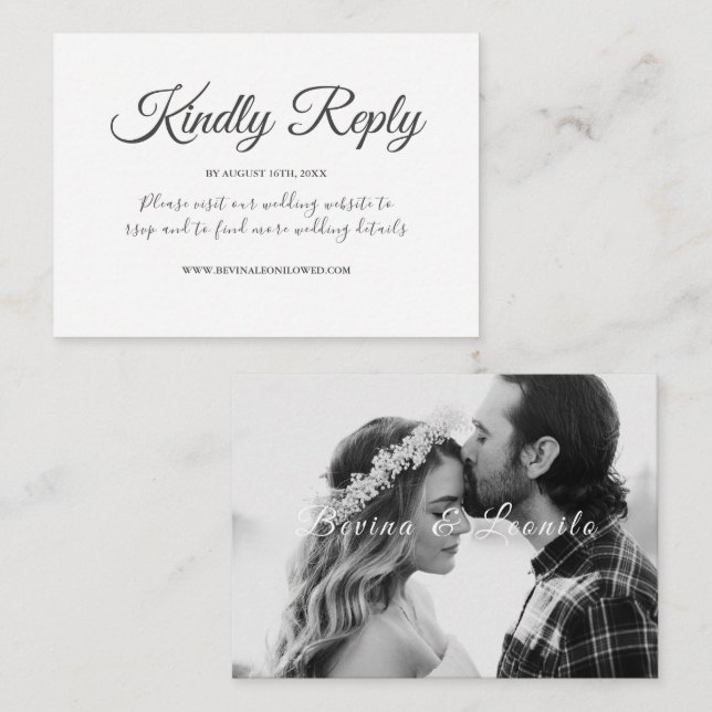 Minimal Simple Great Vibes Script Wedding Website  Enclosure Card (Front/Back)
