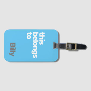 minimal simple modern blue luggage tag
