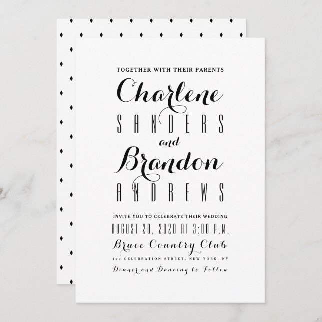 Minimal Simple Modern Elegant Wedding Invitations (Front/Back)