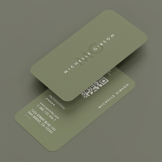 Minimal Simple Modern Professional Initials Sage  Business Card (Minimal Simple Modern Professional Initials Sage Business Card
)