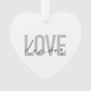 Minimal, simple, modern, urban design Love Denver Ornament