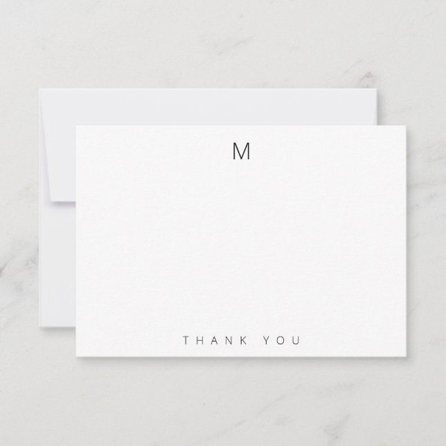 Minimal Simple Monogram Thank You Note Cards (Front)