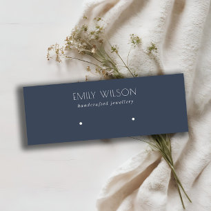 Minimal Simple Navy Blue Dark  Necklace Display Mini Business Card