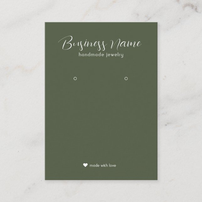 Minimal Simple Olivine Modern Earring Display Business Card (Front)