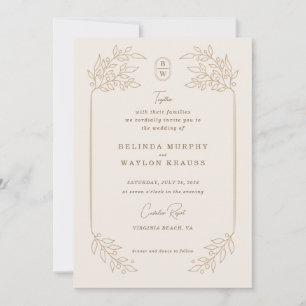 Minimal Simple Ornate Frame Wedding Invitation