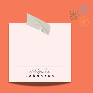 Minimal Simple Personalizable Name On Pink Blush Post-it Notes