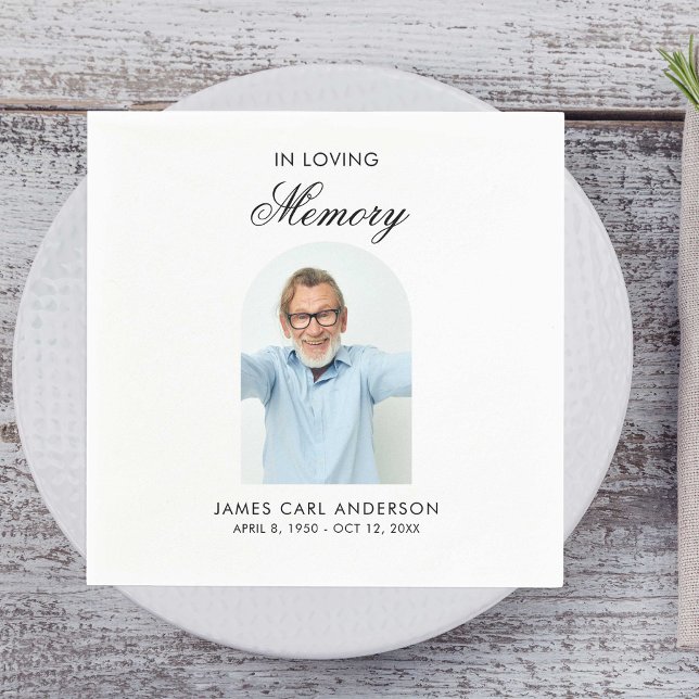 Minimal Simple Photo Arch Memorial Napkin (Creator Uploaded)